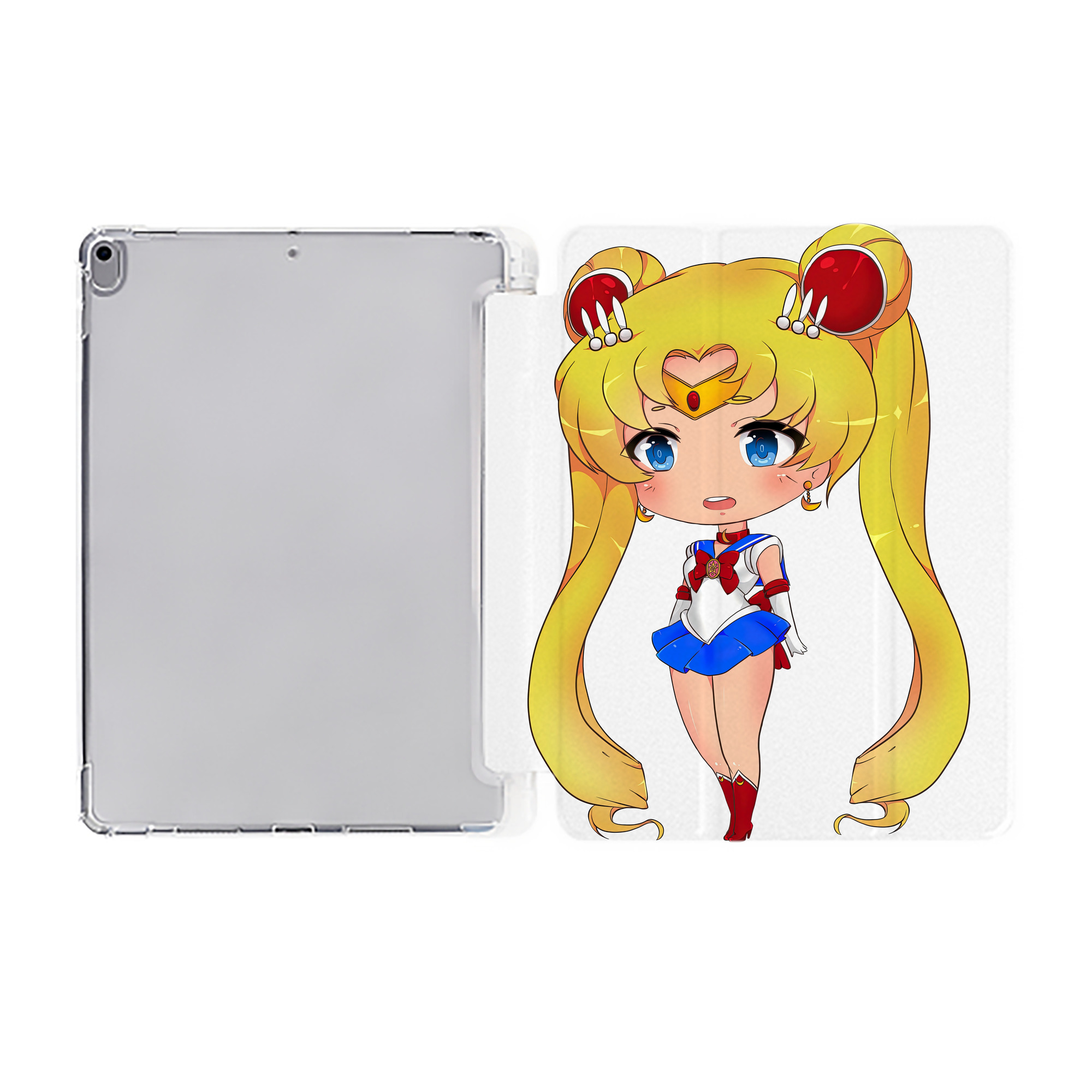 （画像用） 美少女戦士セーラームーン 月野 うさぎ つきの うさぎ Sailor Moon Tsukino Usagi IPad ケース ペン収納付き 三つ折りスタンド PUレザー×シリコン 対応機種9.5/10.5/10.9インチ